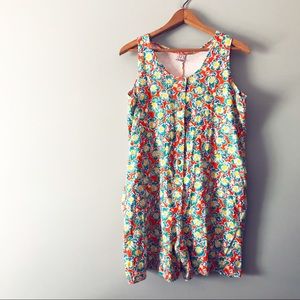 [Vintage] She Knows Button Front Sleeveless Floral Romper with pockets
